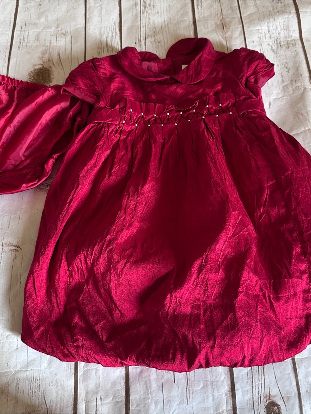 Janie and Jack red silk dress vguc, size 6-12 months